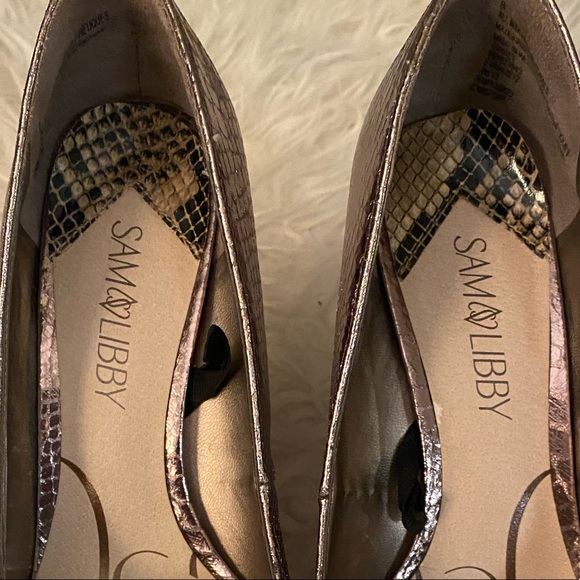 Sam & Libby Faux Croc Silver metallic Stiletto Heels Size 8 - Picture 7 of 8